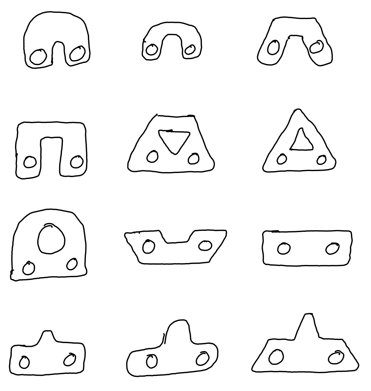 Hand sketches of divider shapes