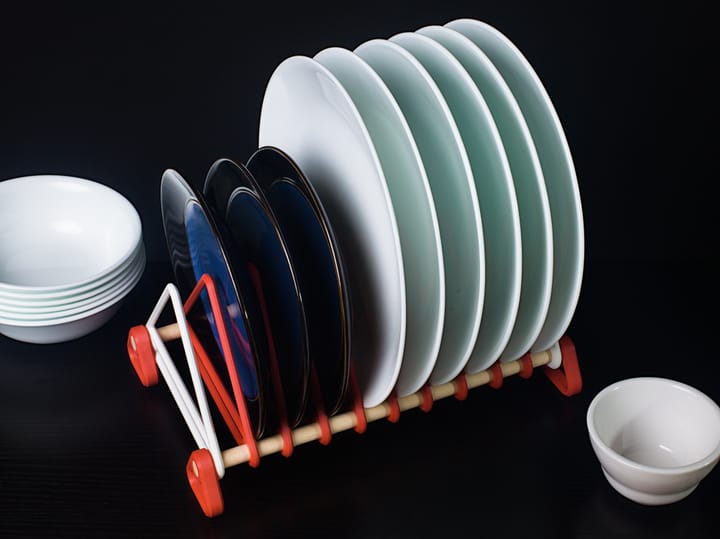 Vertical Plate Rack on table filled with plates next to bowls
